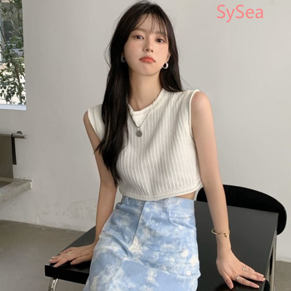 Áo Dệt Kim Không Tay Plus Size Phong Cách Hàn Quốc Cho Nữ