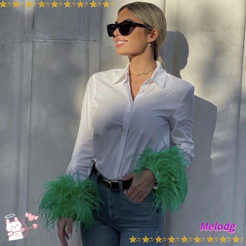 Áo Thun Nữ Tay Dài Phối Lông Màu Xanh Lá Dễ Thương