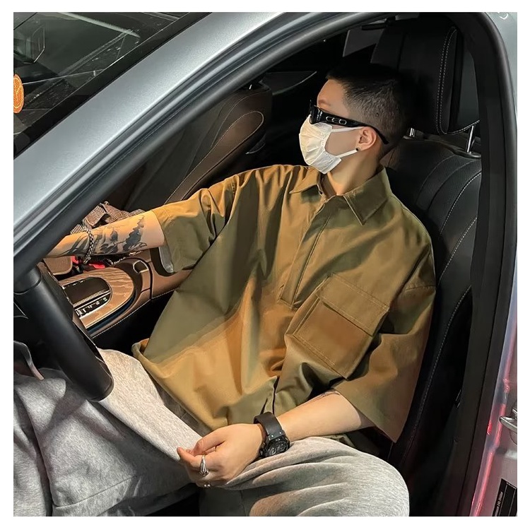 Áo Thun polo Tay Ngắn Dáng Rộng Phong Cách Đường Phố Nhật Bản Thời Trang Mùa Hè Cho Nam