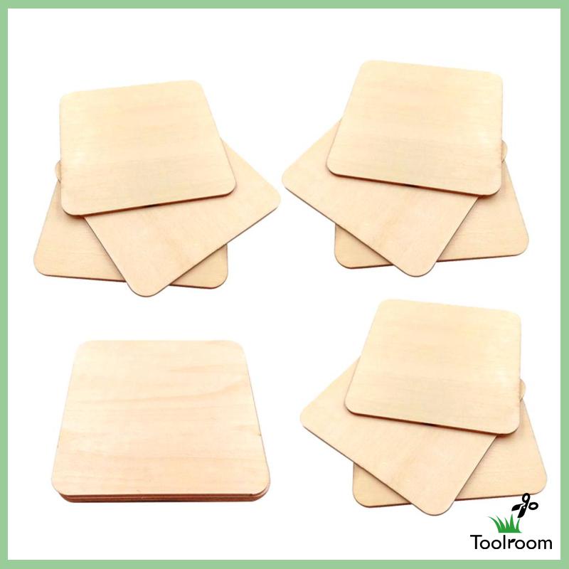Set 10 Tấm Gỗ Trơn Hình Vuông 7x7cm Làm Đồ Thủ Công DIY Đa Ứng Dụng