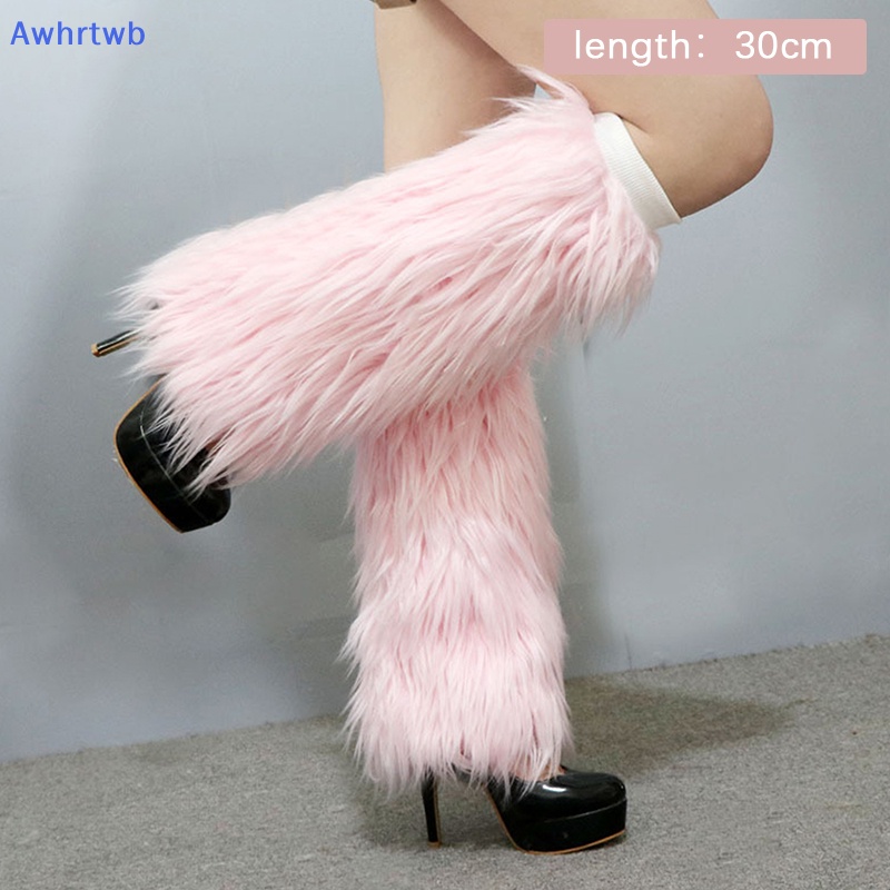 Awhrtwb Vớ Ống Chân Dài Phối Lông Giả Màu Trơn Giữ Ấm Mùa Đông Phong Cách Harajuku Gothic Cho Nữ Mới