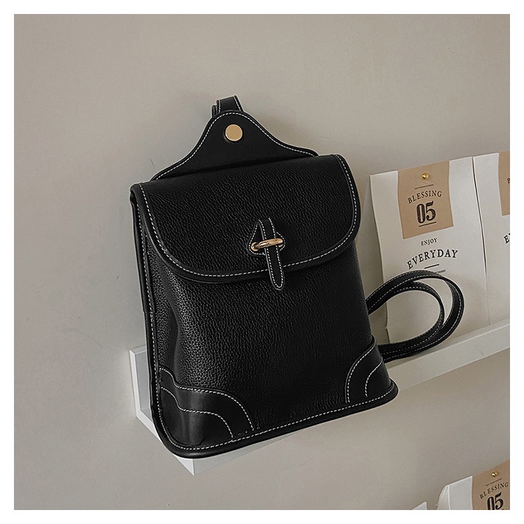 Ba Lô Mini Bằng Da Pu Màu Tương Phản Phong Cách Hàn Quốc Cho Nữ