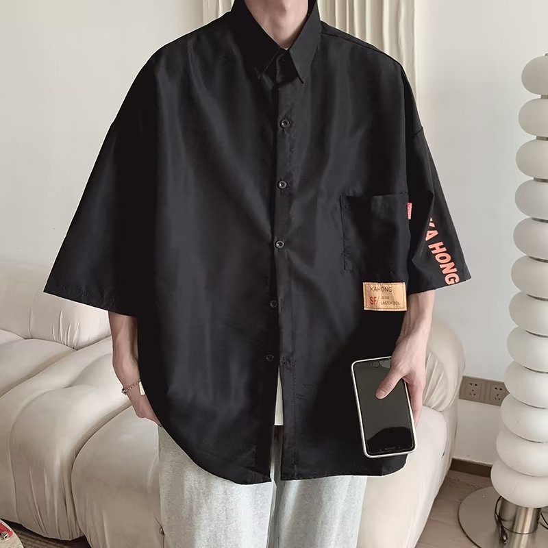 Áo Sơ Mi Tay Ngắn Dáng Rộng Phong Cách Nhật Bản Thời Trang Mùa Hè Cho Nam