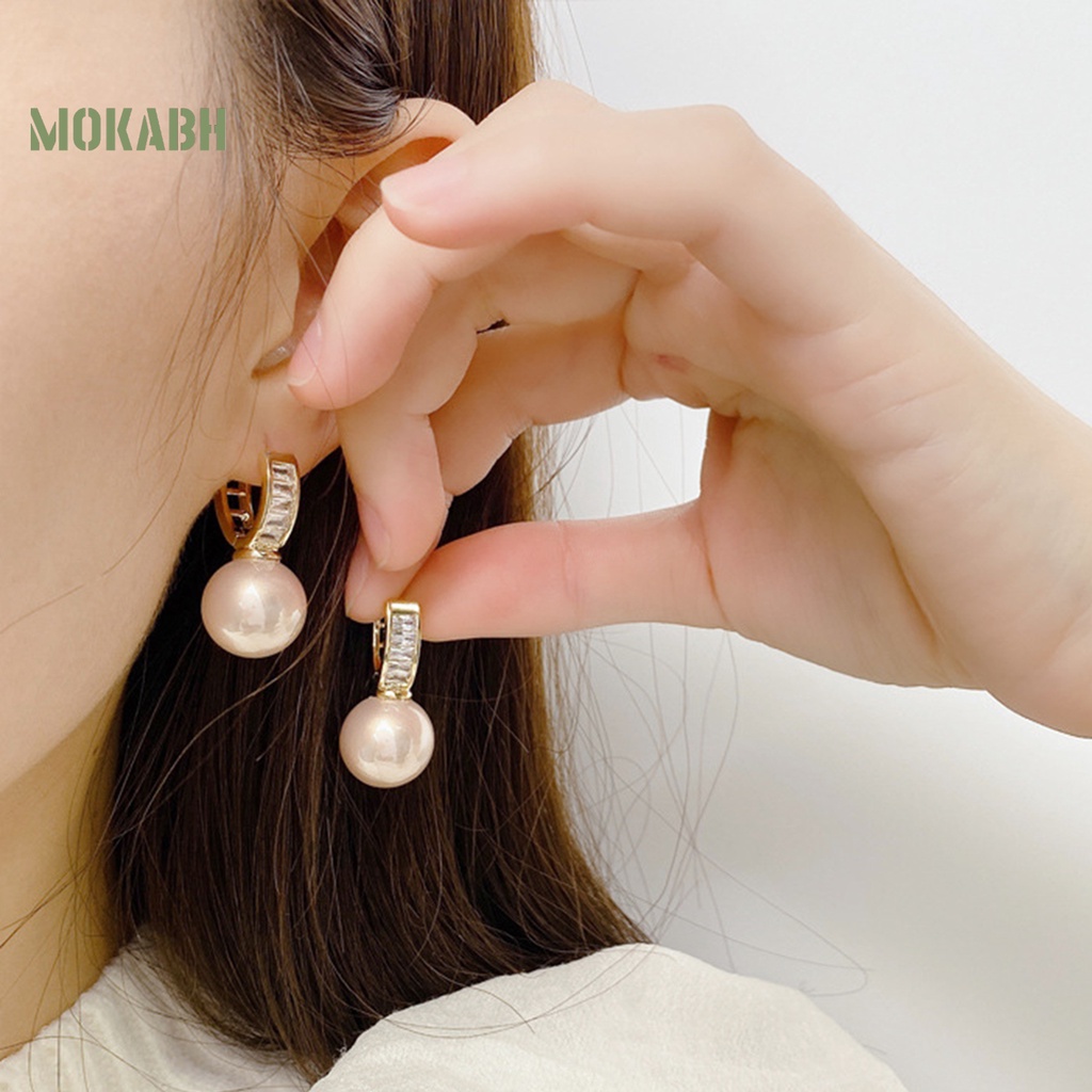 1 Đôi Bông Tai Hình Chữ U Đính Ngọc Trai Giả Phong Cách Pháp Cổ Điển Thời Trang Dành Cho Nữ