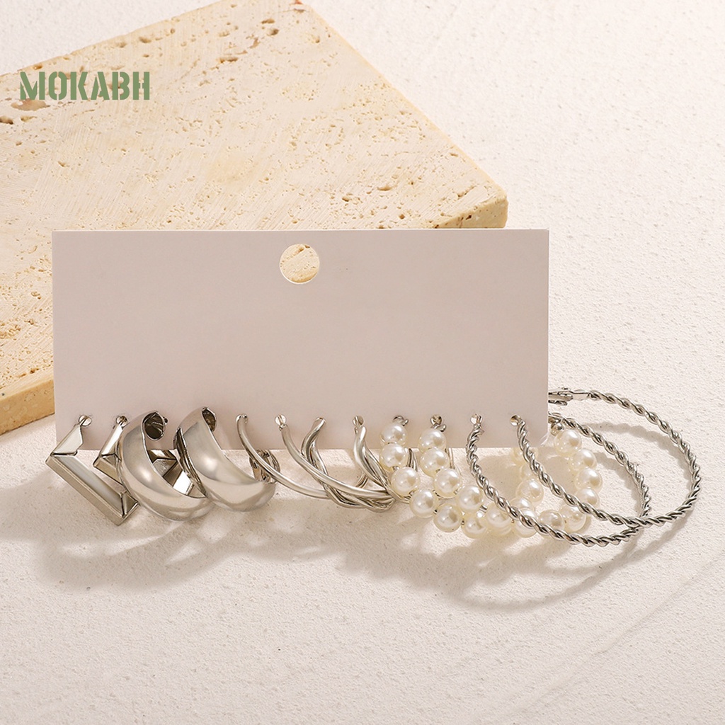 Set 6 Đôi Bông Tai Dạng Vòng Thời Trang Dành Cho Nữ