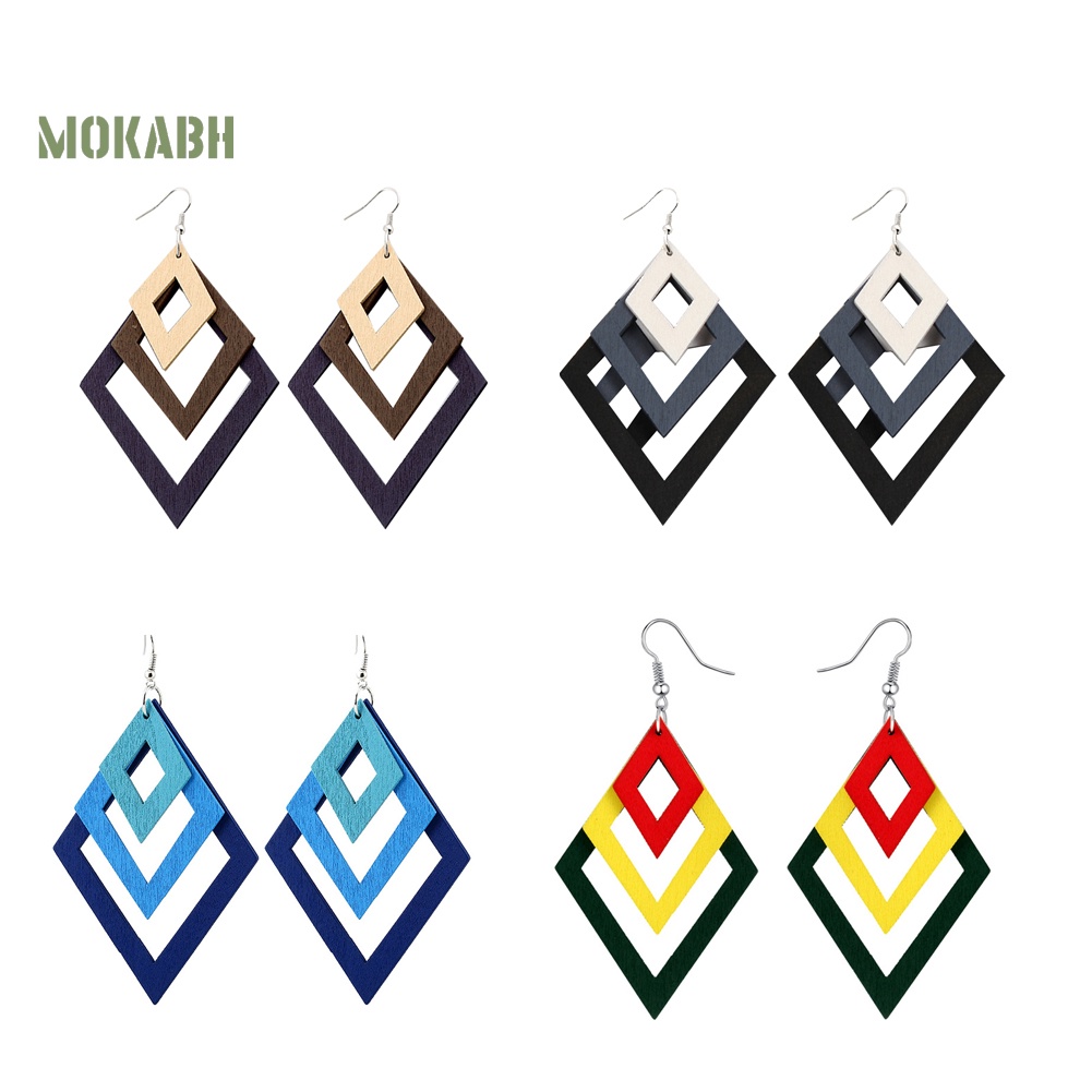 Bông Tai Nhiều Lớp Bằng Gỗ Phong Cách Cổ Điển Thời Trang Cho Nữ