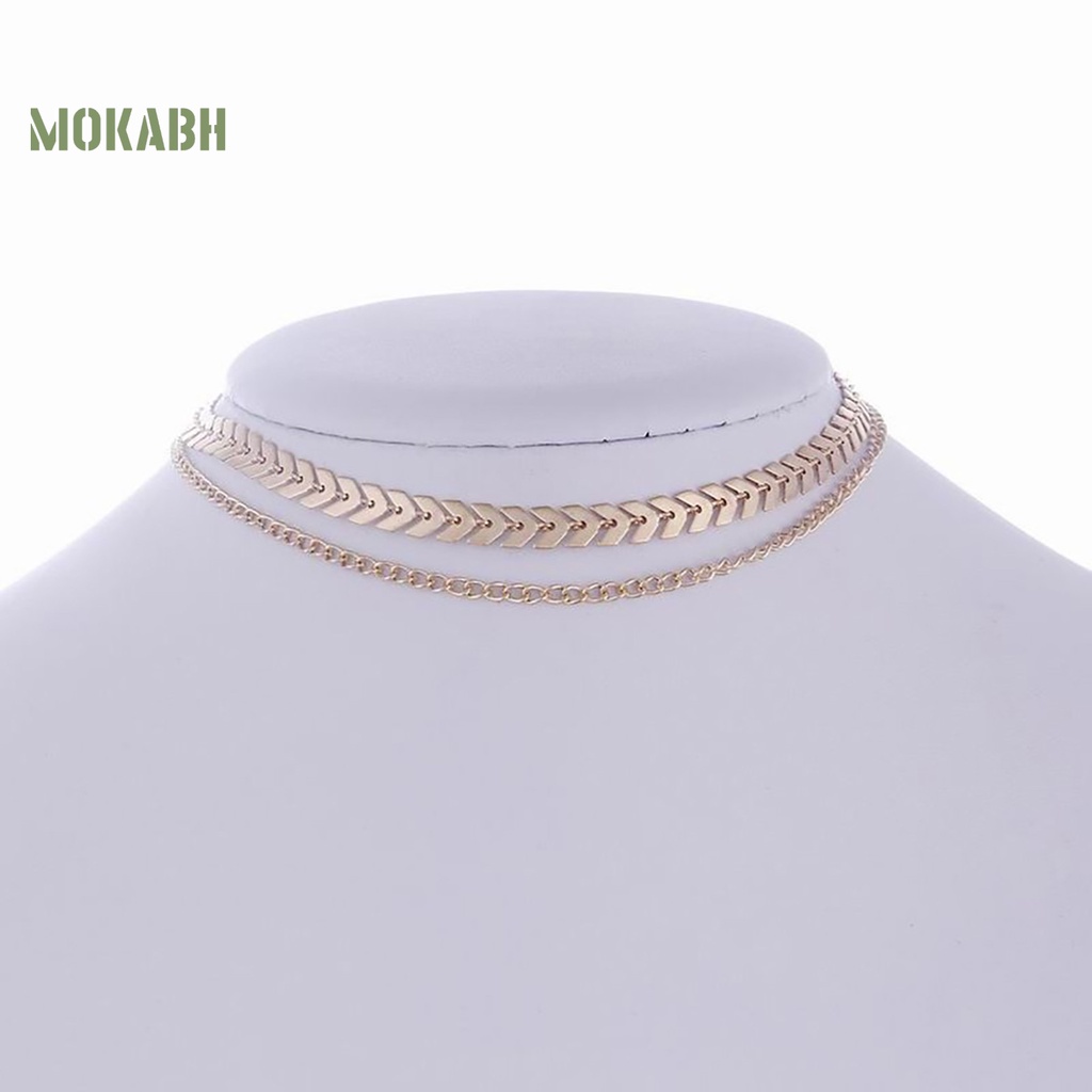 Vòng Cổ Choker Hai Lớp Hình Xương Cá Thời Trang Dành Cho Nữ