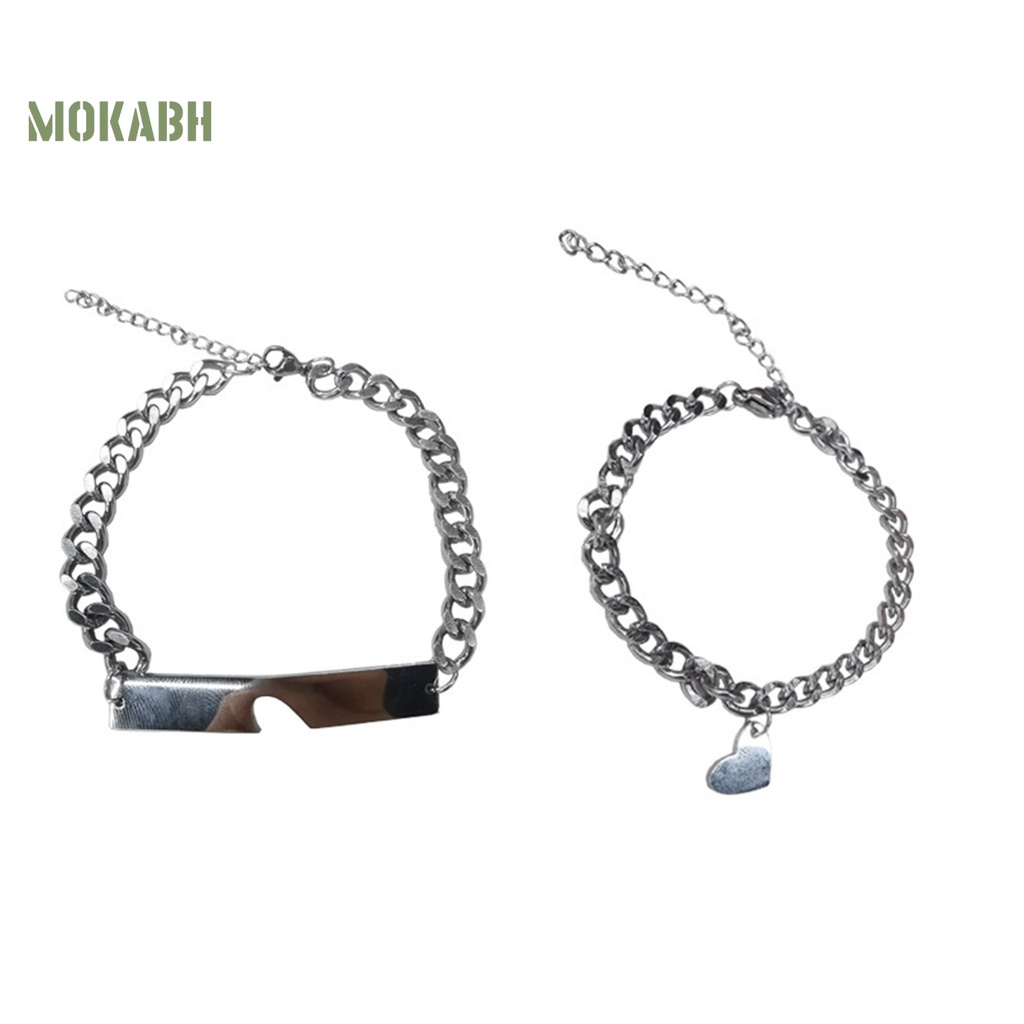 1 Cặp Vòng Đeo Tay Cặp Hình Trái Tim Bằng Hợp Kim Phong Cách Tối Giản Thời Trang