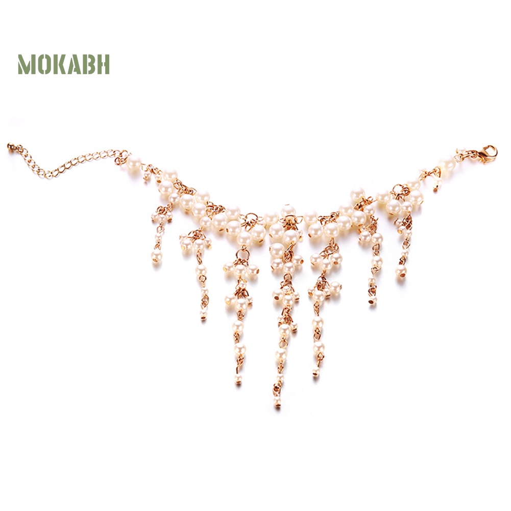 Vòng Tay Chuỗi Hạt Ngọc Trai Nhân Tạo Phối Tua Rua Thời Trang Cho Nữ