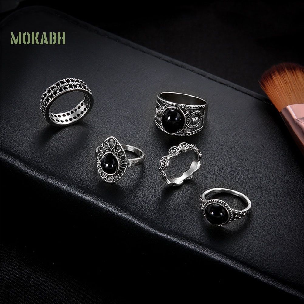 Bộ 5 Nhẫn Đeo Đốt Tay Phong Cách Vintage Xinh Xắn