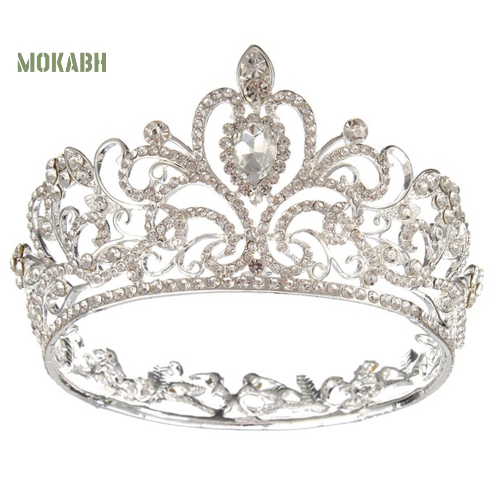 Vương Miện Tròn Đính Đá Lấp Lánh Thanh Lịch Dành Cho Cô Dâu