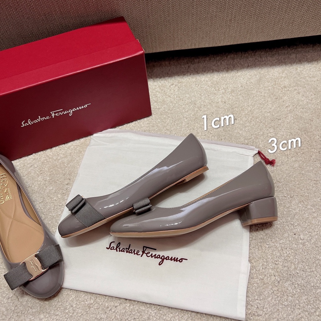 Ferragamo_Bán Chạy Giày Lười Da Bóng Gót Vừa Cao 3cm Cho Nữ