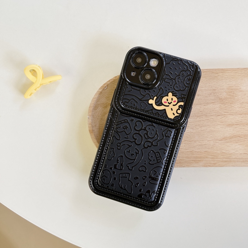 Ốp Điện Thoại tpu Dẻo Màu Đen Họa Tiết Hoạt Hình Dễ Thương Chống Sốc Cho iPhone 14 13 12 11 PRO MAX