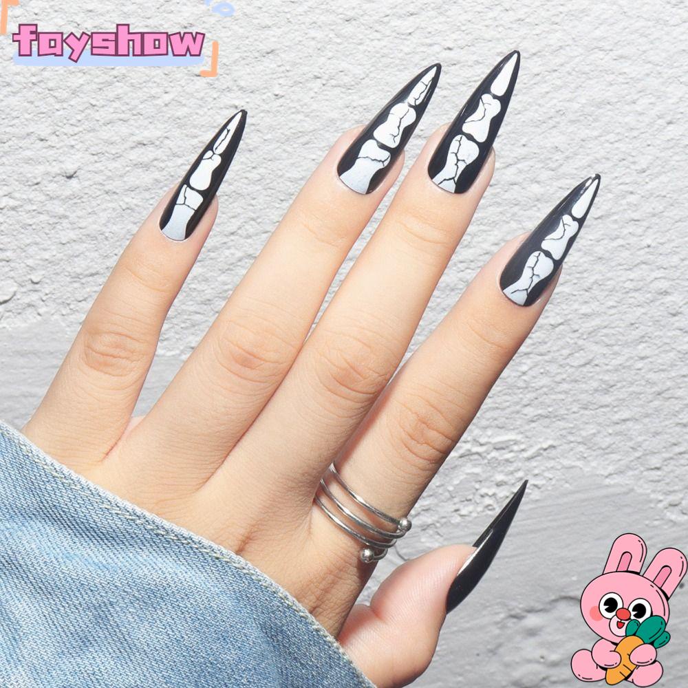 Set 24 Móng Tay Giả Màu Tối DIY Có Thể Tháo Rời Ốp|Giày Cao Gót Mũi Nhọn Thời Trang Dành Cho Nữ