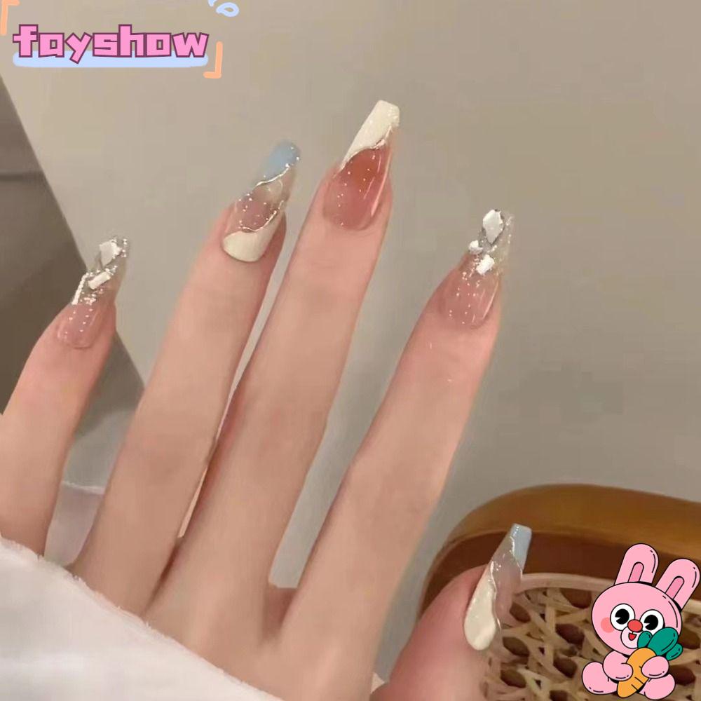 Set 24 Móng Tay Giả Hình Bướm Phối Chuỗi Xích Màu Hồng Dễ Thương DIY|Ốp Điện Thoại Bảo Vệ Toàn Diện Phong Cách Pháp