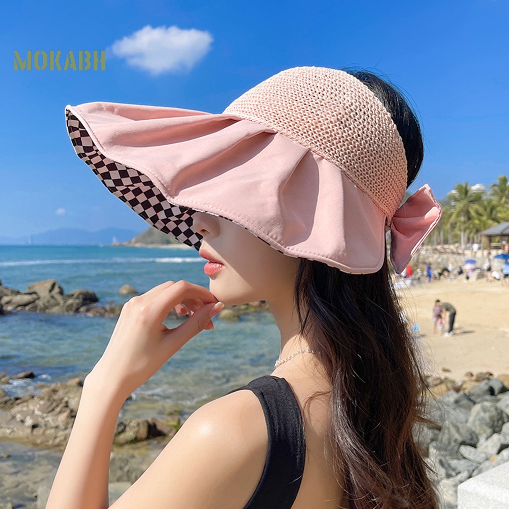 Nón Chống Nắng Bằng Polyester Mềm Nhẹ Đính Nơ Thời Trang Mùa Hè Cho Nữ