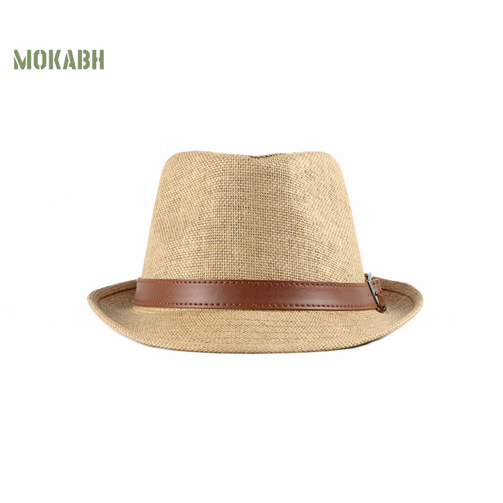 Mũ Cói Chống Nắng Thoáng Khí Màu Trơn Phong Cách Vintage Cho Nam