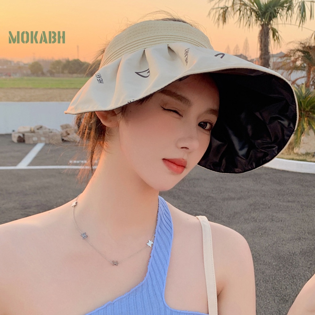 Nón Rộng Vành Hở Chóp Họa Tiết Trái Tim Thời Trang Mùa Hè