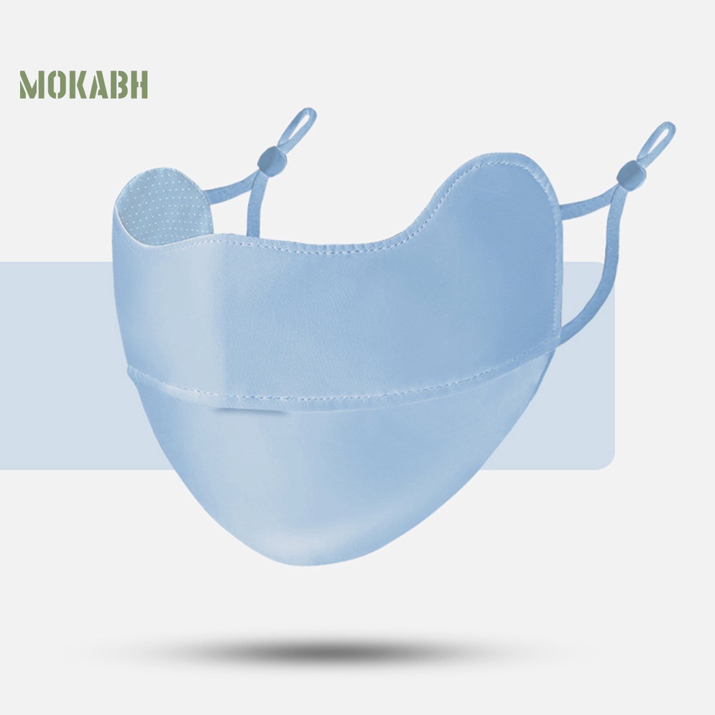 Khẩu Trang Chống Nắng Thoáng Khí Thoải Mái Bằng Lụa Lạnh Màu Trơn Che Phủ Tai