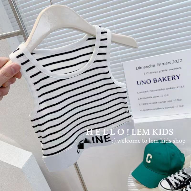 Áo Thun Không Tay In Chữ Phong Cách Hàn Quốc Thời Trang Mùa Hè 2023 Dành Cho Bé Gái