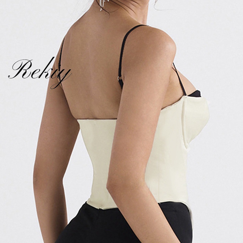 Rekiy Áo Tank Top Hai Dây Phối Màu Tương Phản Thời Trang Mới 2023 Cho Nữ