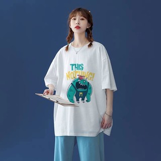 Áo Thun Tay Ngắn Dáng Rộng In Họa Tiết Hoạt Hình Phong Cách Hip Hop Đường Phố Hàn Quốc Thời Trang Mùa Hè Cho