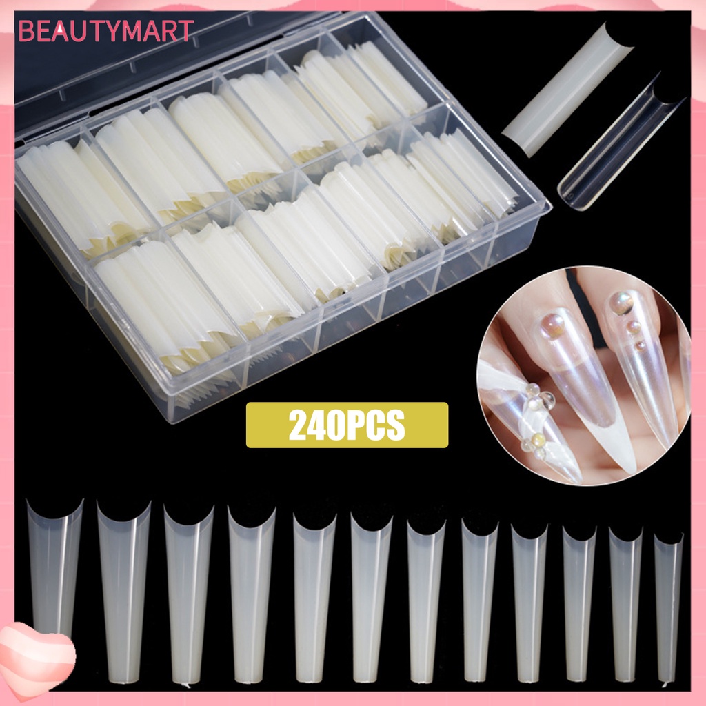 Hộp 240 Móng Tay Nối Dài Nhẹ Nhàng Chống Gãy Toàn Diện Kiểu Pháp Có Thể Tái Sử Dụng