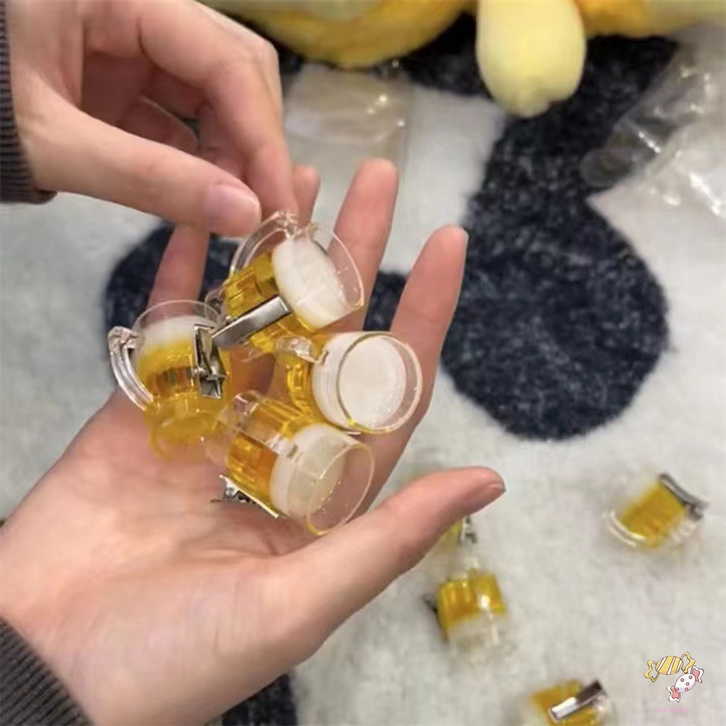 YADORNOS Kẹp Tóc Hình Ly Bia Bằng Nhựa Resin Bền Vui Nhộn DIY