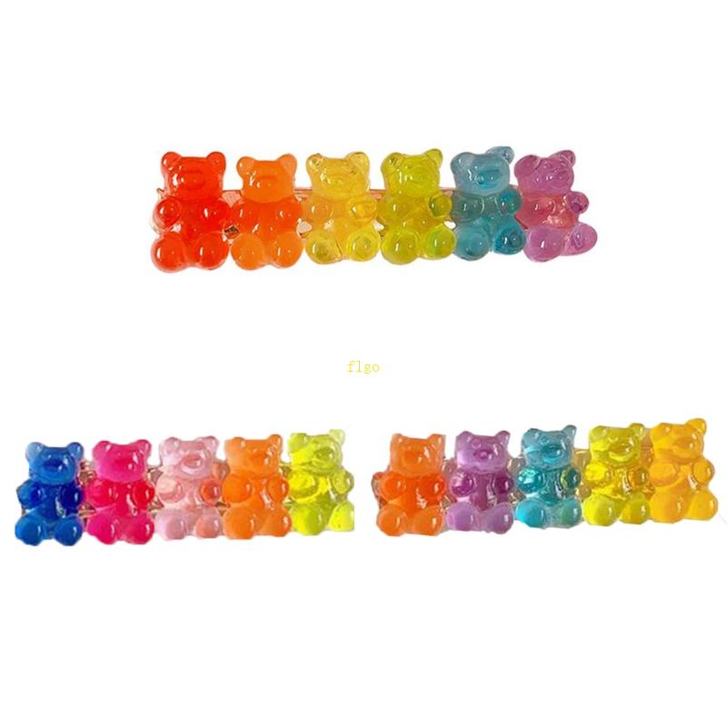 Kẹp Tóc Hình Chú Gấu Bằng Resin Màu Sắc Ngọt Ngào Thời Trang