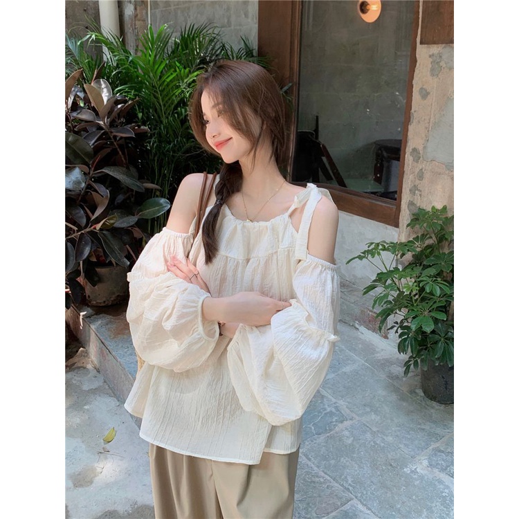 Áo Kiểu Trễ Vai Dáng Rộng Phong Cách Phương Tây Thời Trang Mùa Hè Xinh Xắn Cho Nữ