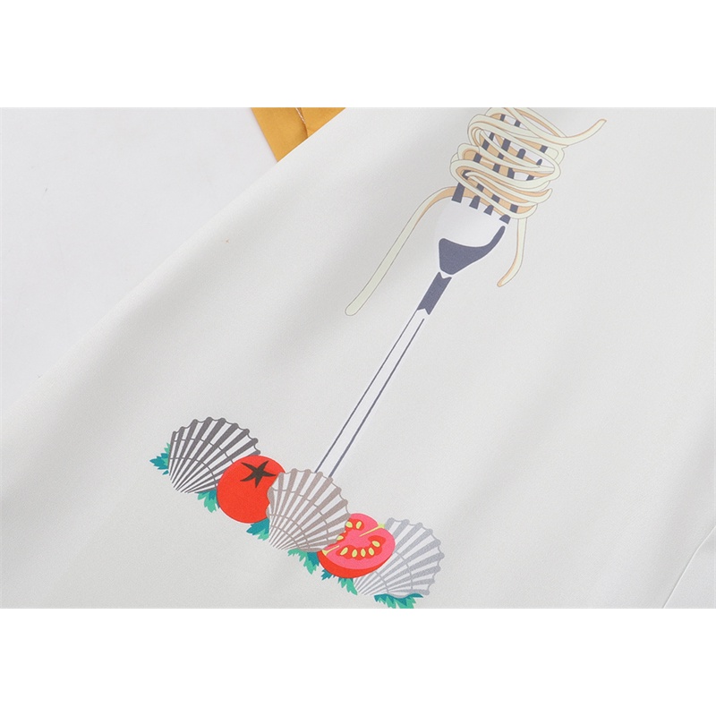 Z-a88r-a &amp; - Áo Sơ Mi Ngắn Tay In Hình Đồ Ăn Thời Trang Đường Phố Cổ Điển Mới Nhất