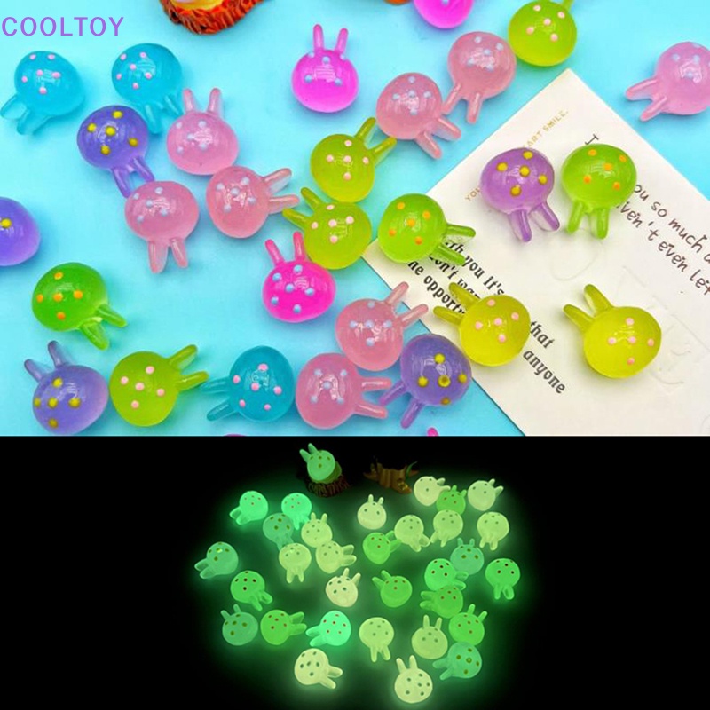 Cooltoy Set 5 Phụ Kiện Trang Trí Điện Thoại Hình Đầu Thỏ Dạ Quang Nhiều Màu Sắc DIY