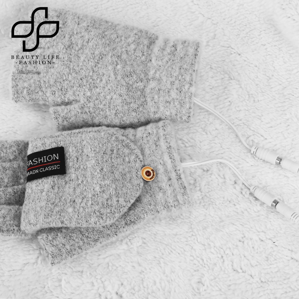 Đôi Găng Tay Hở Ngón Có Đèn Sưởi Ấm Sạc Cổng USB Thời Trang Unisex