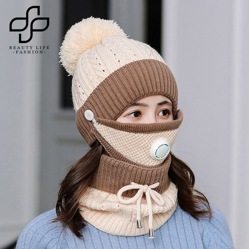 Mũ Len Che Phủ Mặt Giữ Ấm Mùa Đông Dành Cho Nữ