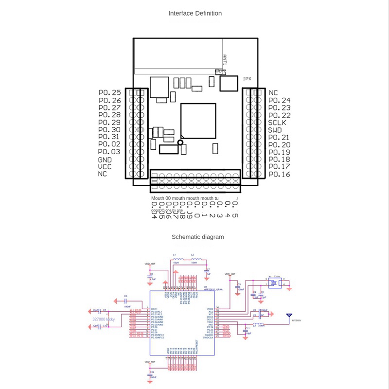 Mô Đun Không Dây NRF52832 Bluetooth BLE4.2 Năng Lượng Thấp IPEX 2.4G