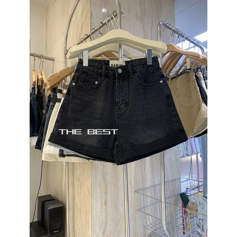 Quần Short Denim Lưng Cao Ống Rộng Thời Trang Mùa Hè Hàn Quốc 2023