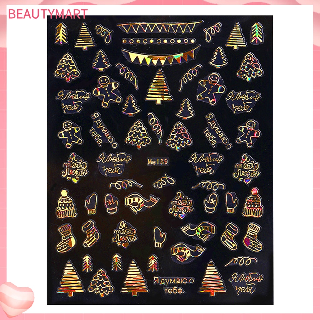 Nhãn Dán Móng Tay Tự Dính Siêu Mỏng Chủ Đề Giáng Sinh 3D DIY