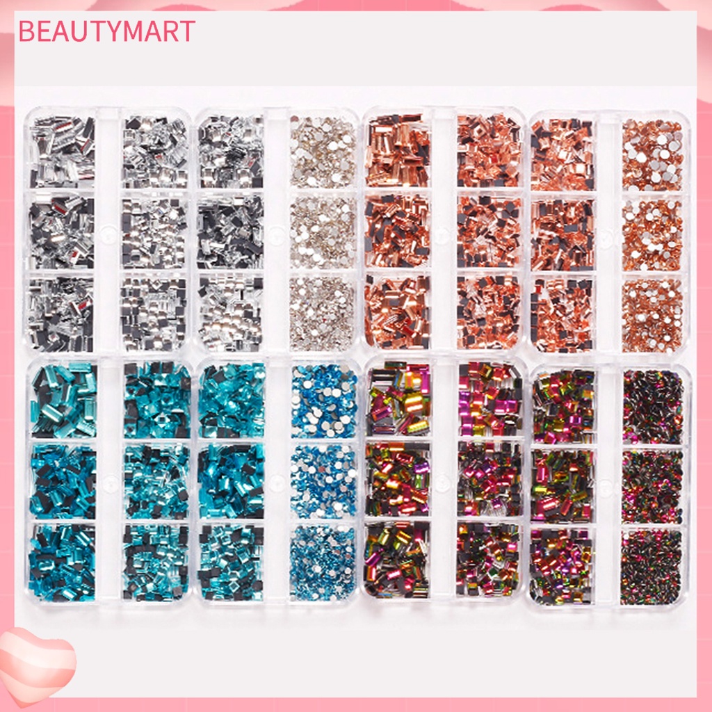 Hộp 1 Hộp 6 Ngăn Đáy Phẳng 3D Trang Trí Móng Tay Nghệ Thuật DIY Cho Nữ