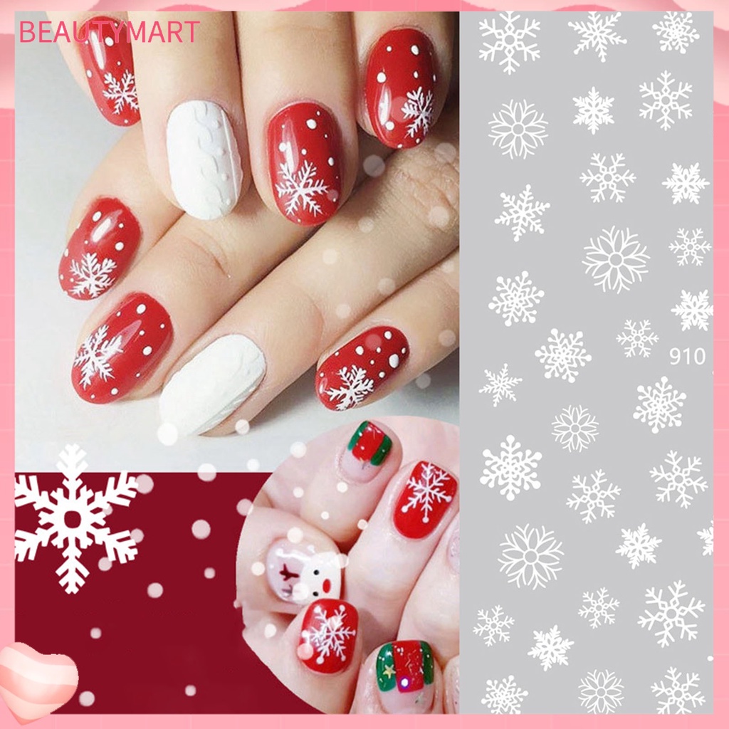 Miếng Dán Trang Trí Móng Tay Không Phai Siêu Mỏng In Họa Tiết Giáng Sinh Cho Nữ