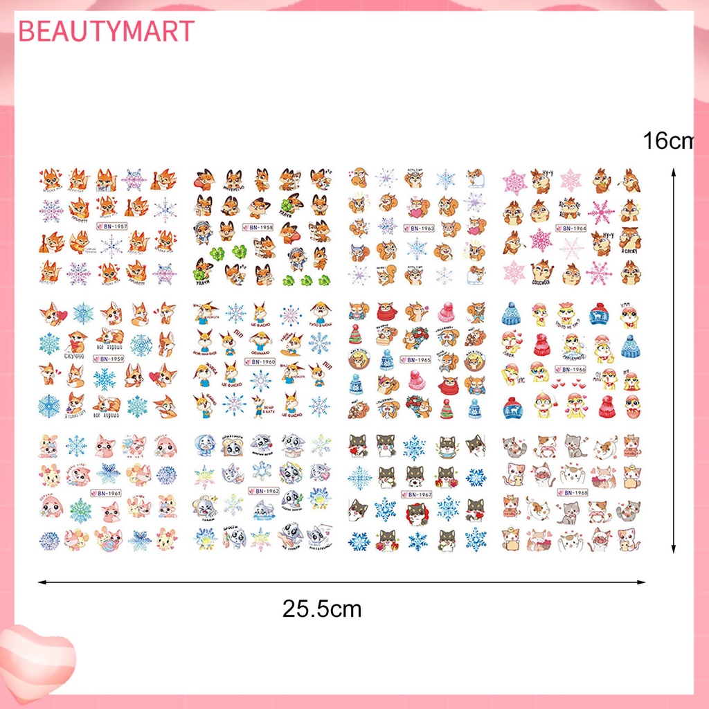 Miếng Dán Trang Trí Móng Tay Họa Tiết Bông Tuyết Giáng Sinh 3D Nhiều Màu Holographic