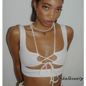 Áo Lửng Không Tay Cổ Chữ V Màu Trơn Thời Trang Quyến Rũ Dành Cho Nữ