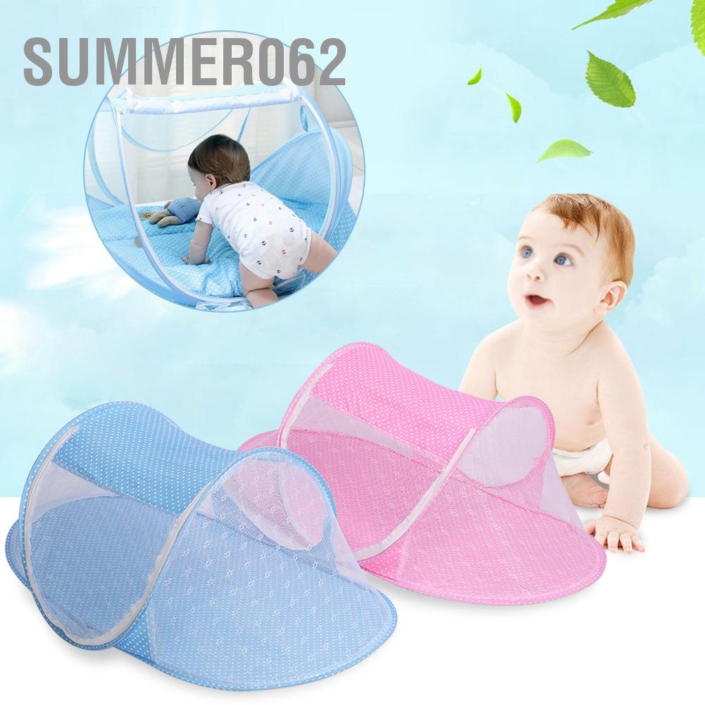 Summer062 2 Màu Cho Bé Sơ Sinh Có Thể Gập Lại Mẫu Giáo Cũi Giường Lưới Tán Muỗi Lều
