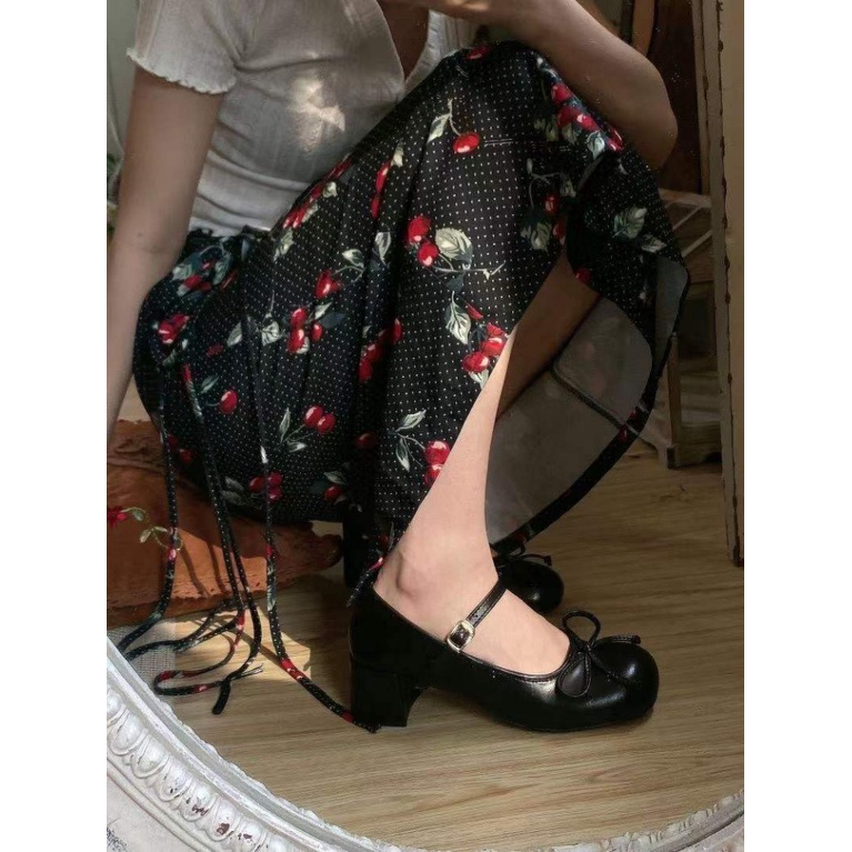 Giày Búp Bê Mary Jane Mũi Tròn Gót Dày Thoải Mái Dễ Thương Cho Bạn Gái 3R5F