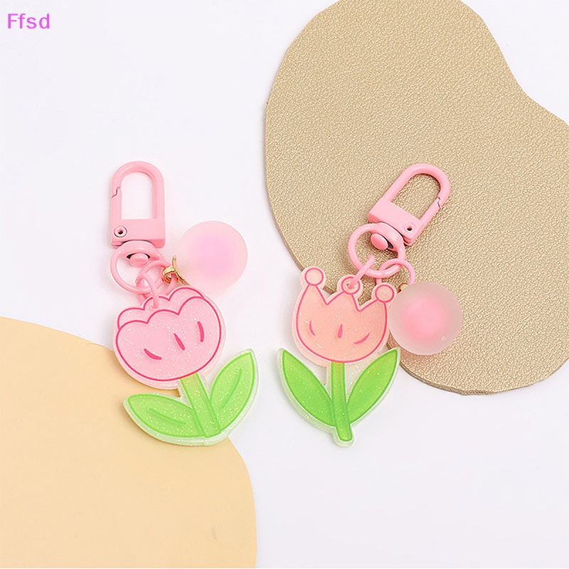 {Ffsd} Móc Khóa Hình Hoa Tulip Màu Kẹo Ngọt Ngào Phụ Kiện Túi Xách Nữ * Bán Chạy