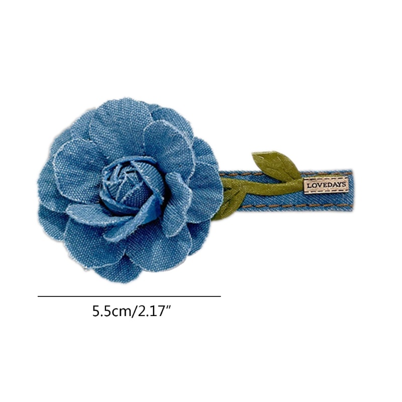 Kẹp Tóc Denim Hình Hoa Màu Xanh Dương Thời Trang Cho Nữ