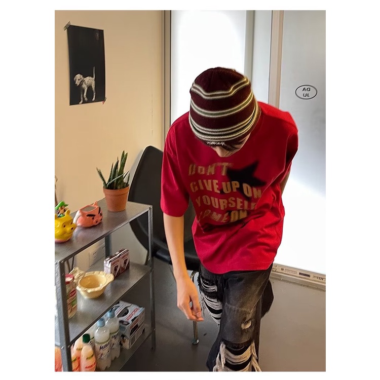 Áo Thun Ngắn Tay Dáng Rộng Thời Trang Âu Mỹ Retro Cá Tính Cho Nam