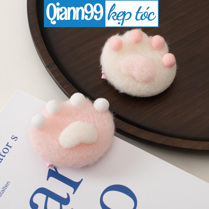 Kẹp tóc hình dấu chân mèo bằng lông nhung dễ thương xinh xắn phong cách hàn quốc