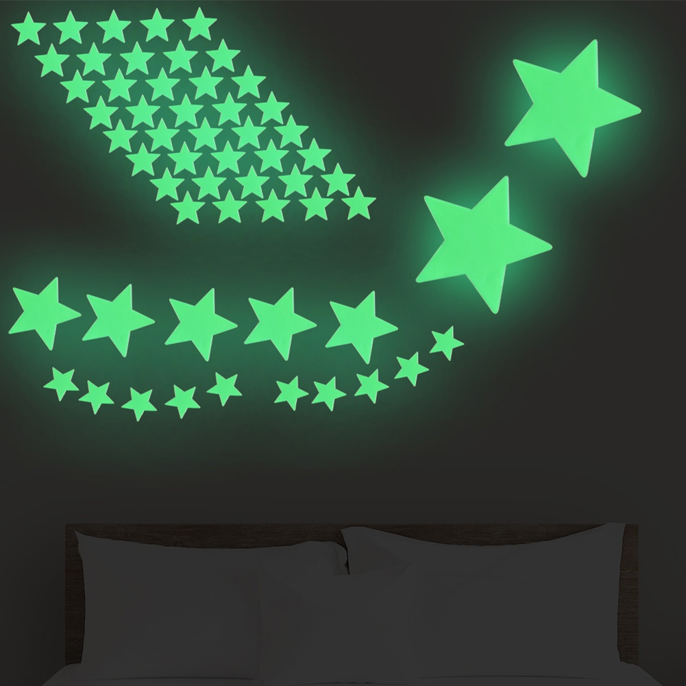 Miếng Dán Tường Trang Trí Hình Hành Tinh Ngôi Sao Màu Dạ Quang