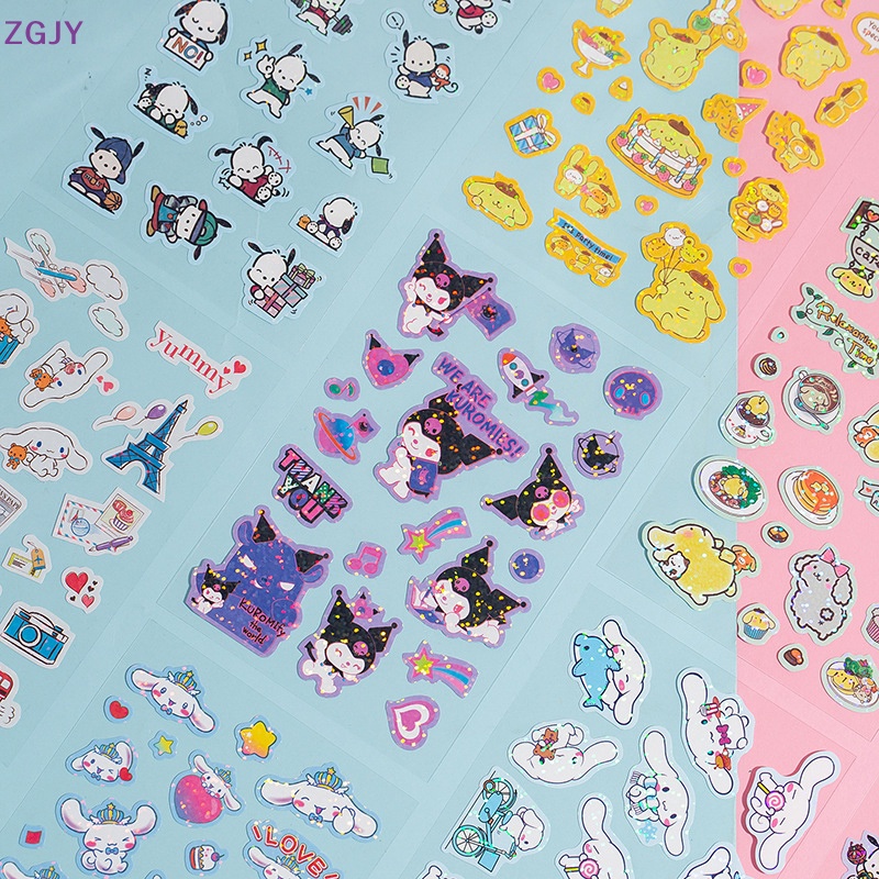 Set 5 Sticker Hình Sanrio Hello Kitty Kuromi Pachacco Goo Dễ Thương Dùng Để Trang Trí Sổ Tay / Nhật Ký Mới