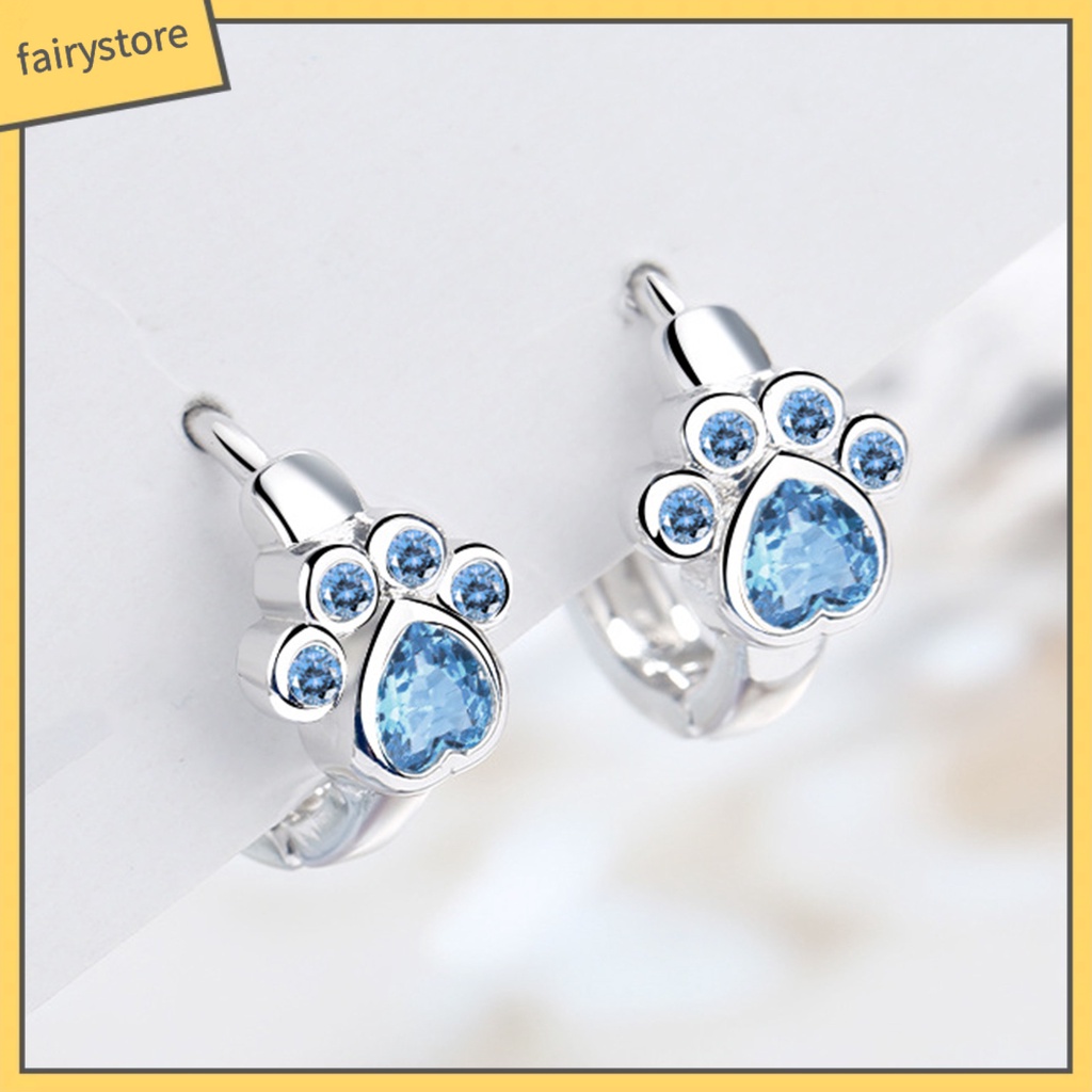 1 Đôi Bông Tai Xỏ Lỗ Hình Dấu Chân Động Vật Đính Đá Zircon Dễ Thương Lâu Trôi